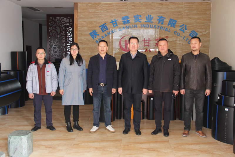 新疆天業(yè)集團公司董事長李河、譚新民等人蒞臨陜西甘霖實業(yè)公司考察指導工作